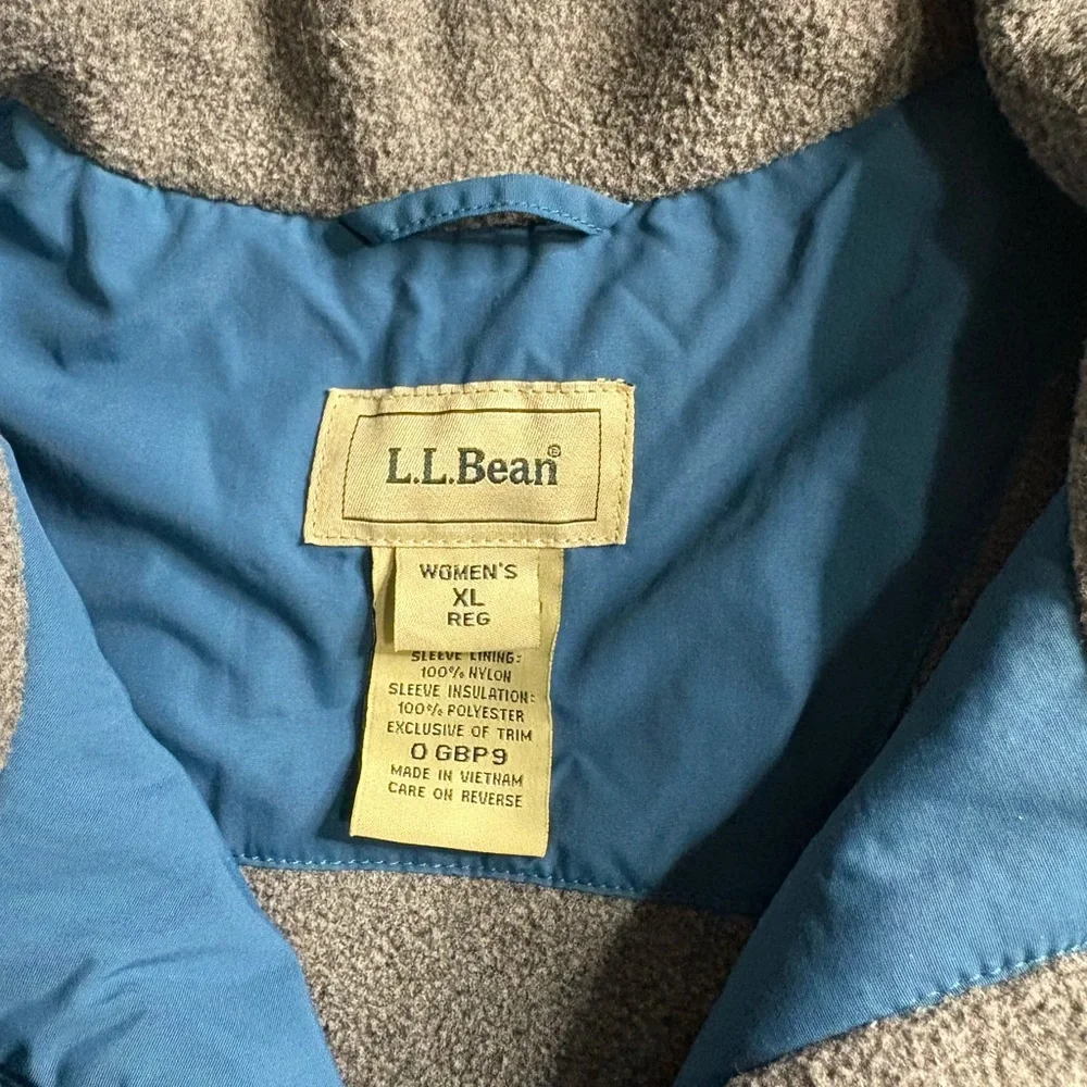 LL Bean Jacket Women XL Blue Teal Winter Fleece Lined Full Zip Mock Neck